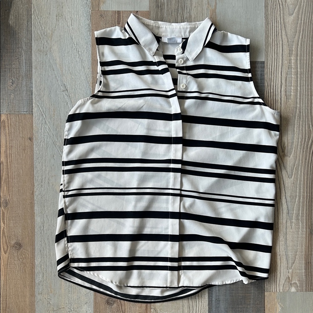 Bar III Black and White Striped Button Down Shirt